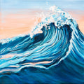 Ocean Wave Art Print, 8x8 Original Painting Print matted to 12x12