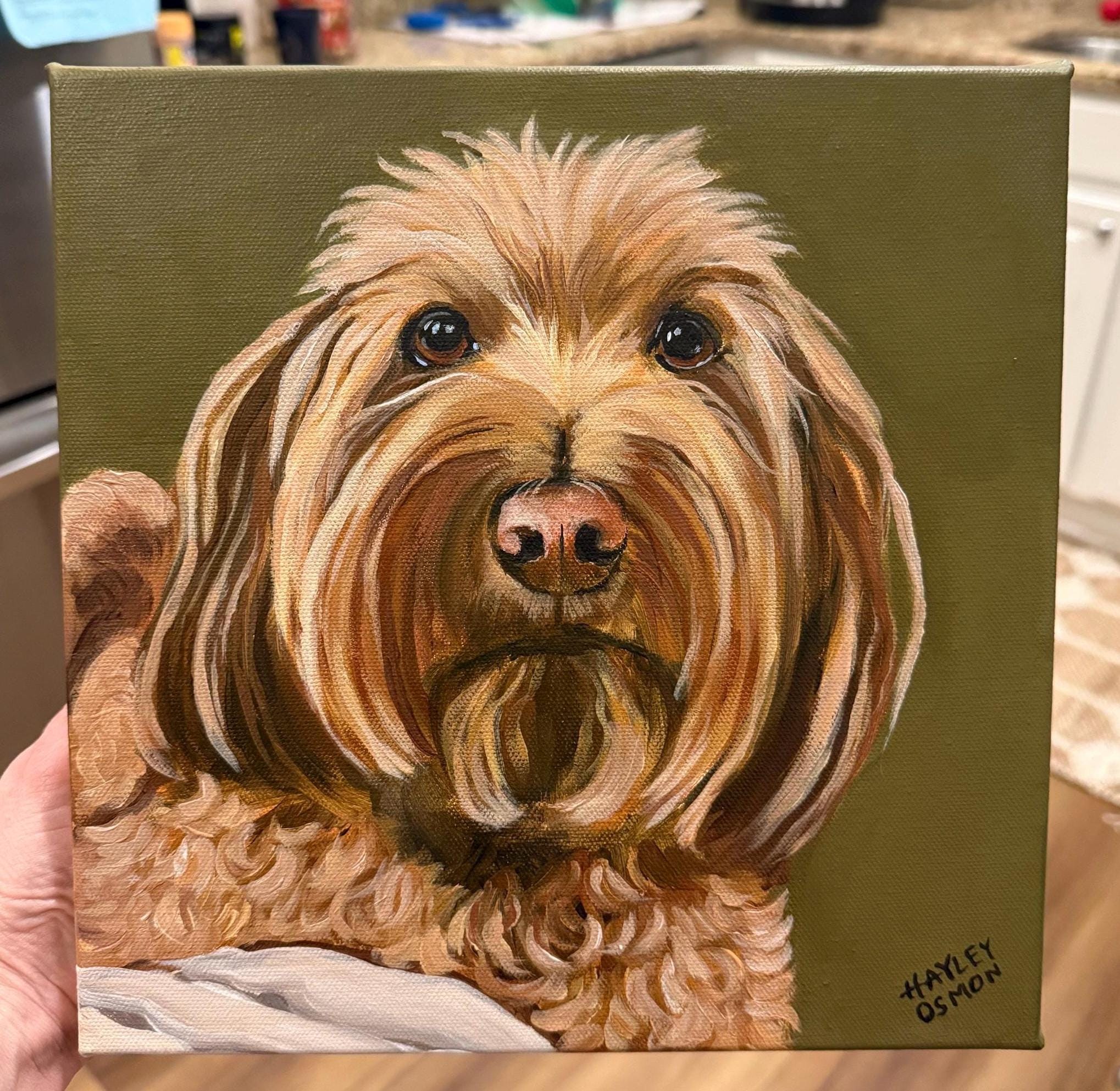Custom Pet Portrait Painting, Hand-Painted Acrylic on Stretched Canvas