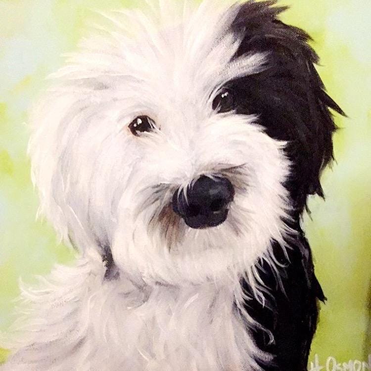 Custom Pet Portrait Painting, Hand-Painted Acrylic on Stretched Canvas