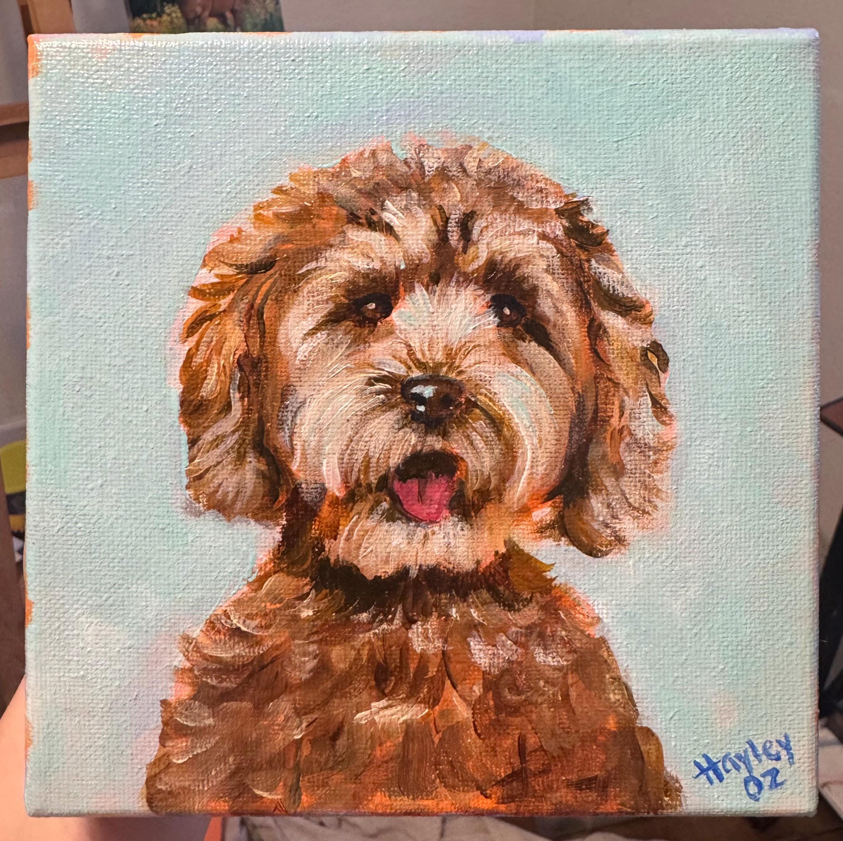 Custom Pet Portrait Painting, Hand-Painted Acrylic on Stretched Canvas