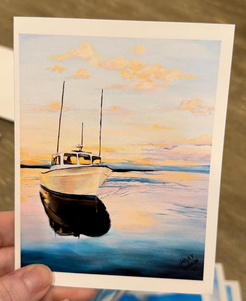 5 pack blank greeting cards with original artwork prints (glossy outside, matte inside).
