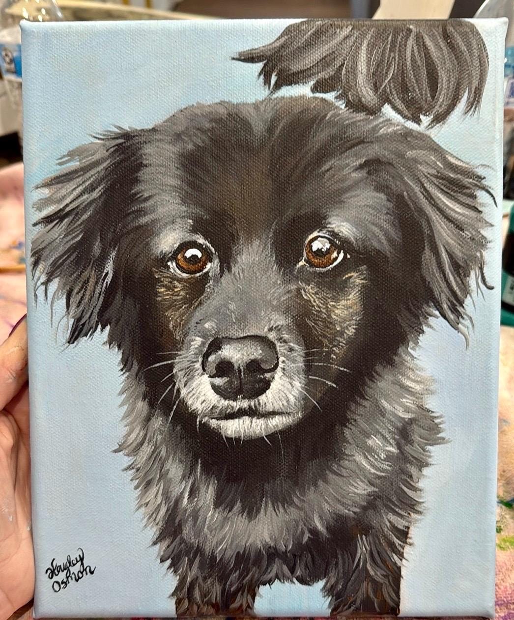 Custom Pet Portrait Painting, Hand-Painted Acrylic on Stretched Canvas