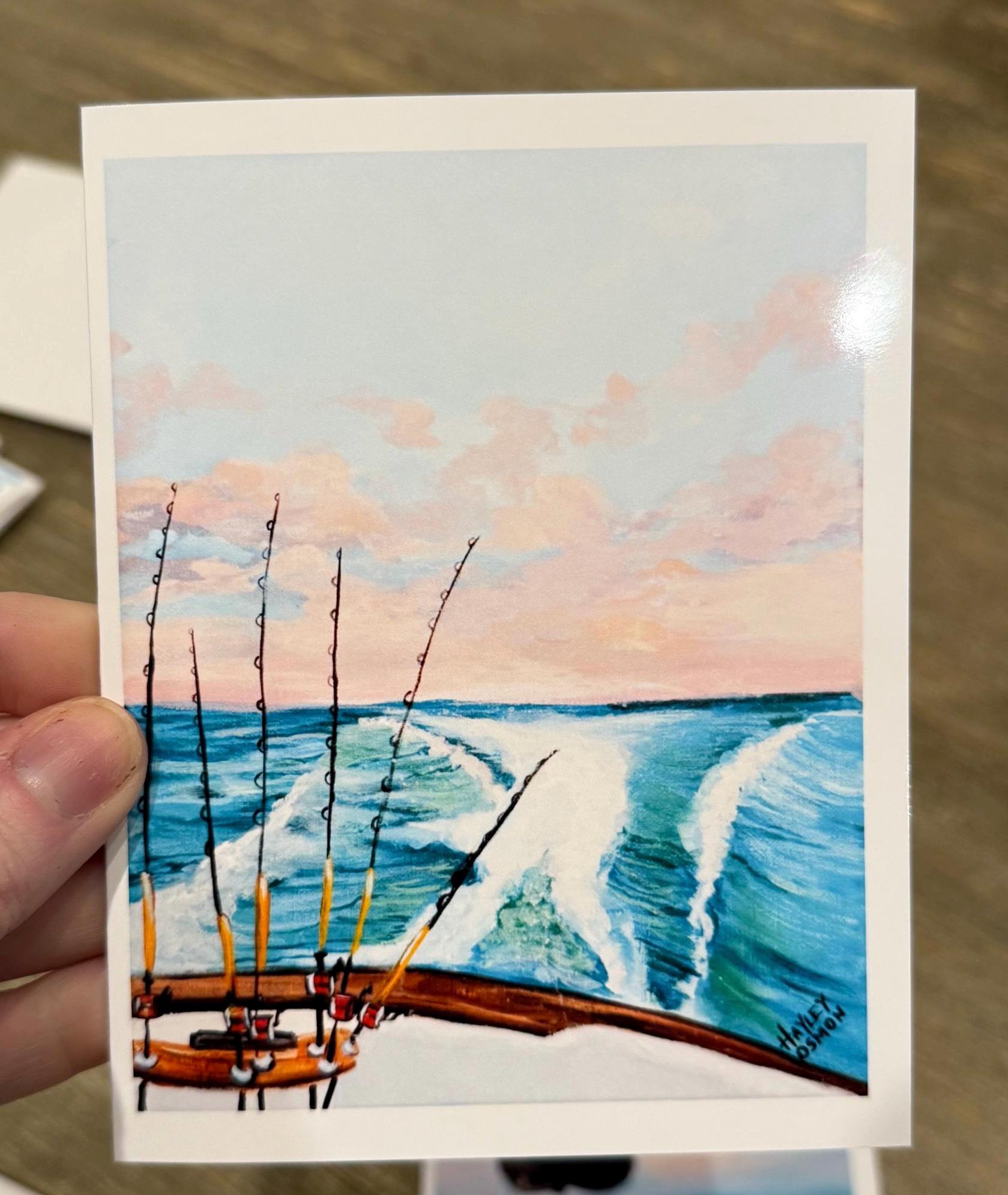5 pack blank greeting cards with original artwork prints (glossy outside, matte inside).