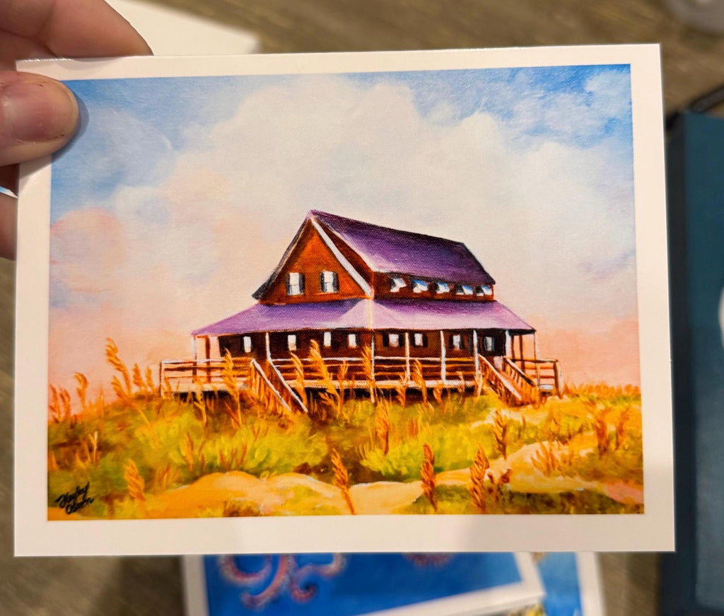 5 pack blank greeting cards with original artwork prints (glossy outside, matte inside).